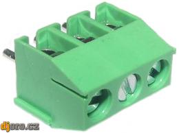 Svorkovnice do DPS 3pin šroubovací RM3,5mm v8,5mm zelená